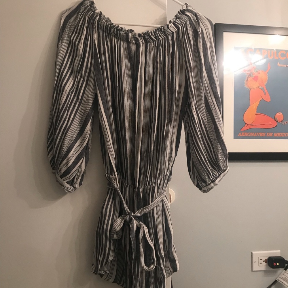 Forever21 sailor blue and white cotton blouse